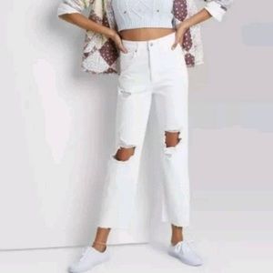 Wild Fable highest rise straight denim Jean, white size 16